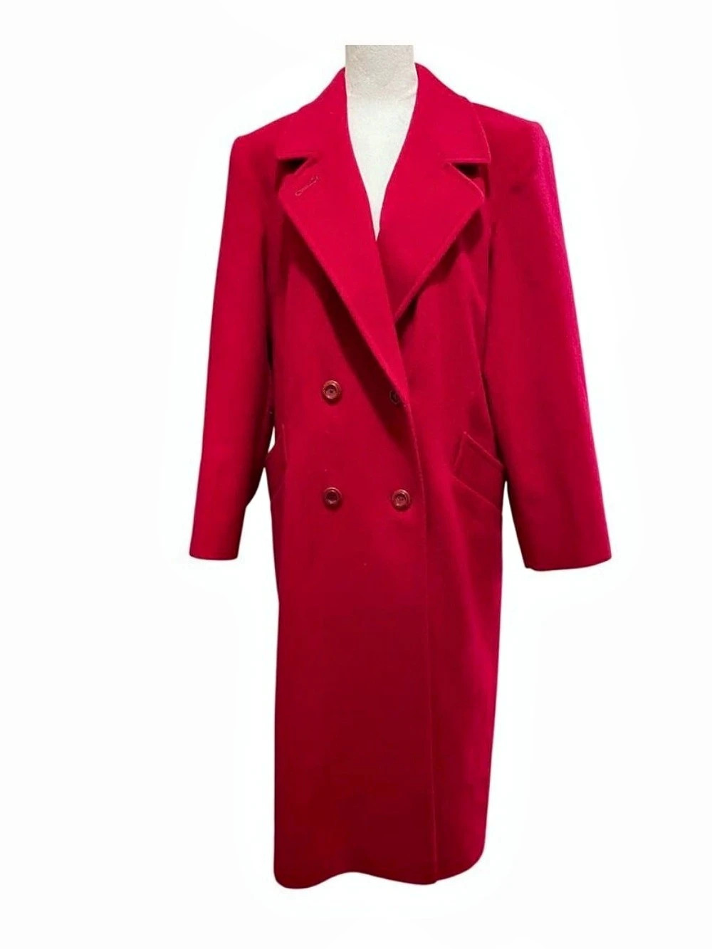 Leslie Fay Double-Breasted 100% Wool Pea Coat Red Size 12 Like New